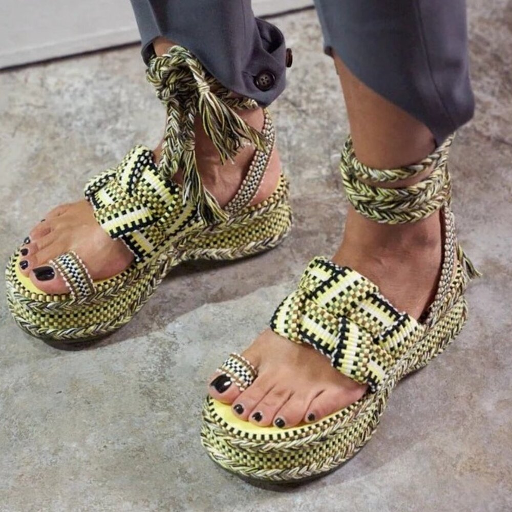 AMAMBAIH Gabriela Wrap Sandals in Kaki Lemon